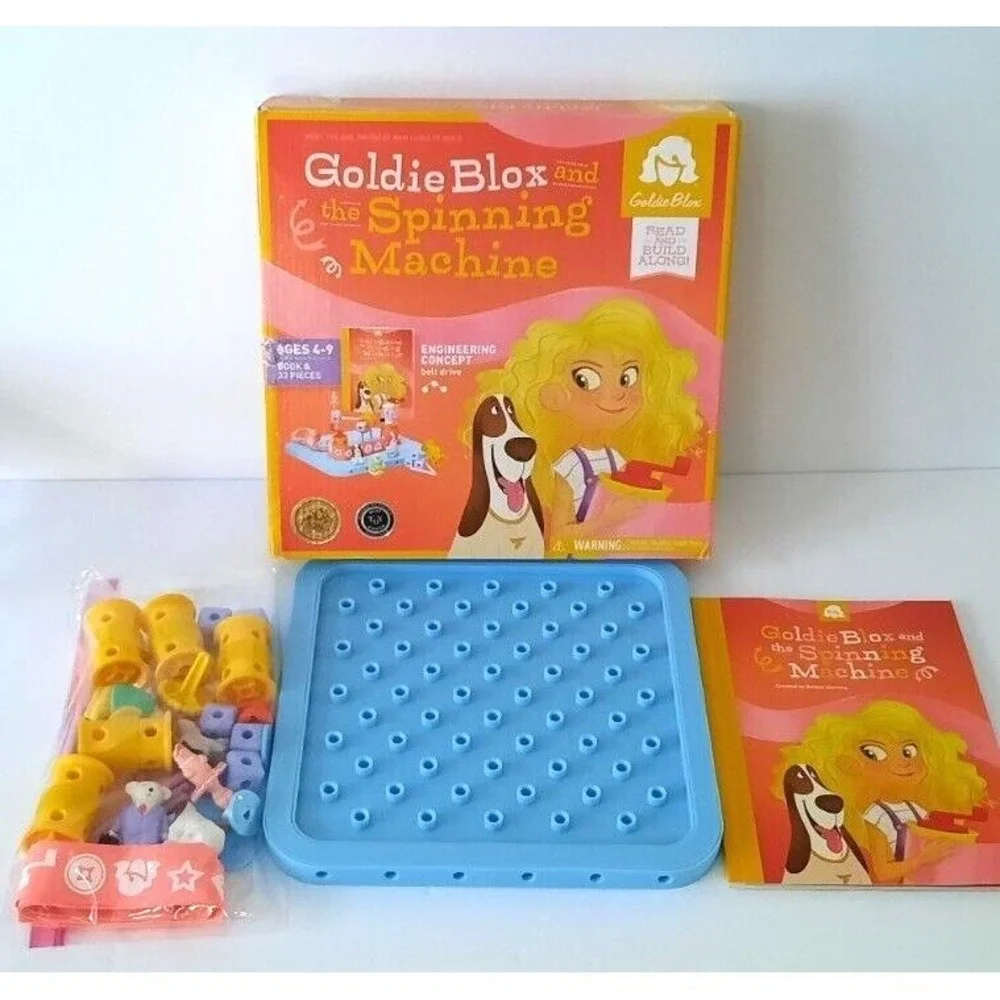 GoldieBlox and the Spinning Machine Engineering Toy Set with Book and 33 Pieces